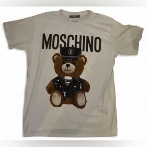 Moschino Police Teddy Bear White Short Sleeve Top Men’s Size Medium